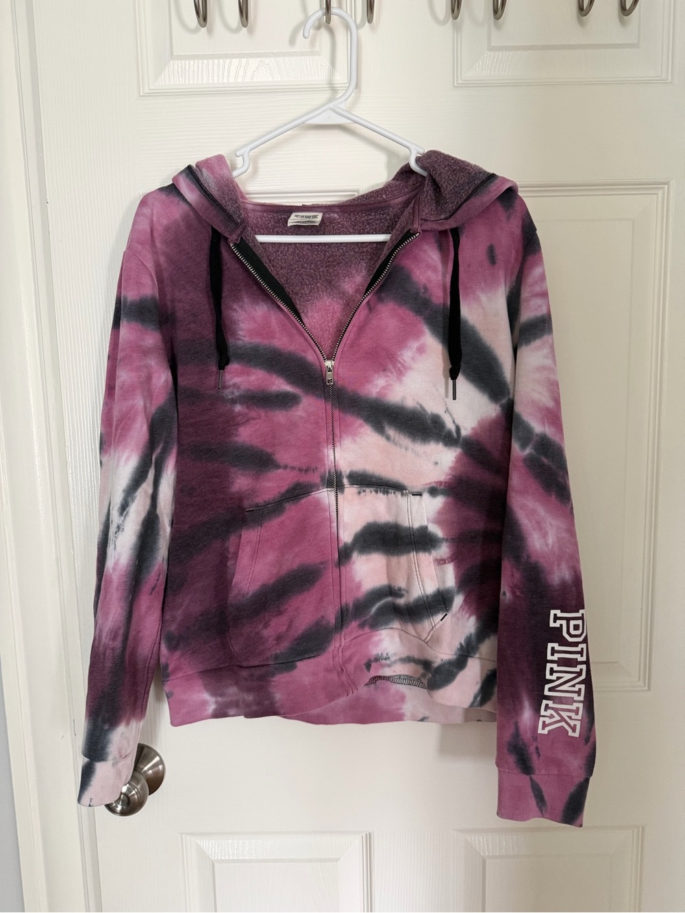 PINK Victoria's Secret Purple & Black Tie-Dye Zip Hoodie